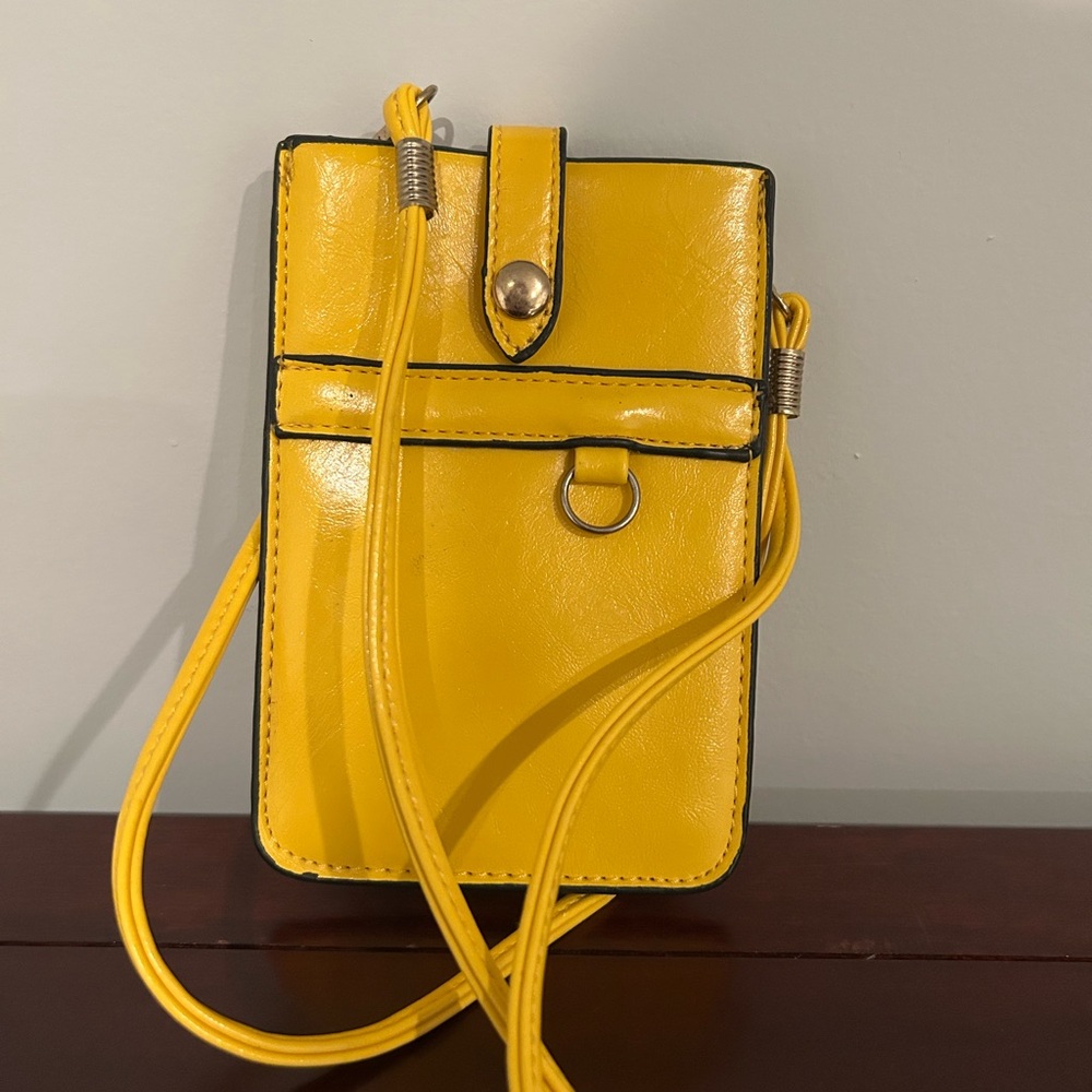 Mellow World Bright Yellow Mini Wallet Crossbody Multi Pocket